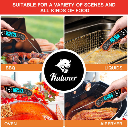 TP-01 Waterproof Digital Instant Read Meat Thermometer - 4.6 Folding Probe with Backlight for Cooking, BBQ, Liquids