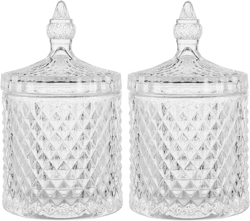rejomiik Qtip Holder Glass Apothecary Jars with Lid Bathroom Accessories Vanity Organizers
