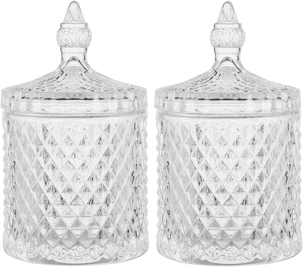 rejomiik Qtip Holder Glass Apothecary Jars with Lid Bathroom Accessories Vanity Organizers
