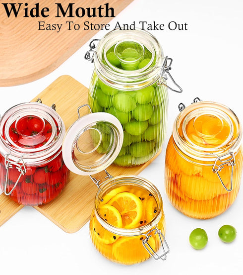 Glass Jars with Airtight Lid 16 Oz - 2 Set, Leakproof Wide Mouth Kitchen Storage Canister for Food, Coffee, Nuts, Tea