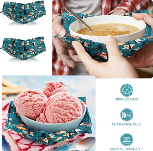 Cunhill Cotton Microwave Bowl Holders, Heat Resistant Bowl Potholders, Quilted Bowl Cozy for Soup Bowl, Kitchen Supply,