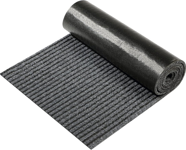 Nuanchu Large Semi-Finished Striped Door Mat, 24 x 35 Gray, Waterproof Entry Mat with Rubber Lining for Indoor and