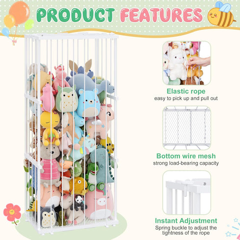Dmticoasis Large Metal Stuffed Animal Storage Zoo, Metal Stuffed Animal Holder Organizer with Elastic Cord