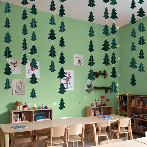 Cheerland Christmas Tree Garland, Camping Decorations for Woodland Theme Party, Dark Green