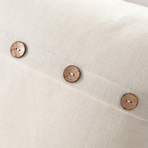 Meekio Set of 2 Ivory Square Pillow Covers, 16 x 16 Farmhouse Boho Covers with Coconut Buttons for Living Room Décor