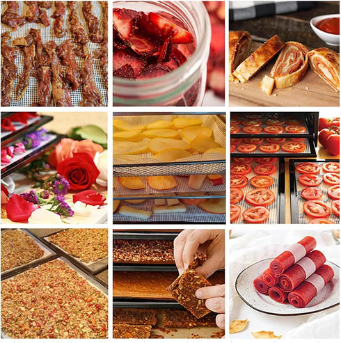 5 Pcs Premium Non Stick Silicone Dehydrator Sheets, 14x14 in Fruit Dryer Mesh for Food Dehydrator Mats