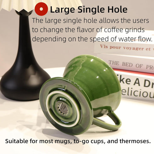 Ceramic Coffee Dripper with 50 Filters, Portable 01 Hand Drew Pour Over Coffee Maker for 1-2 People