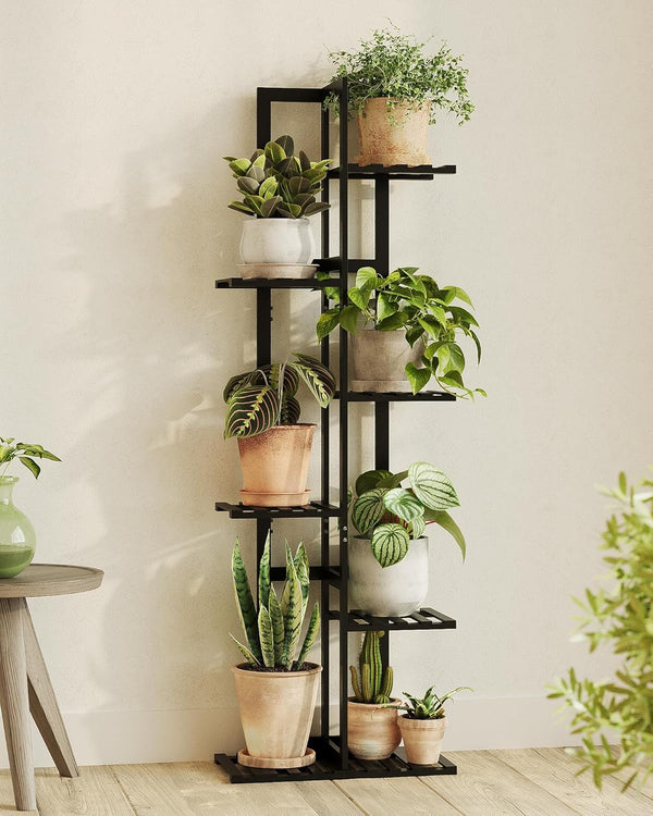 Bamworld Bamboo Plant Stand Indoor 6 Tiered Plant Shelf Outdoor Corner Plant