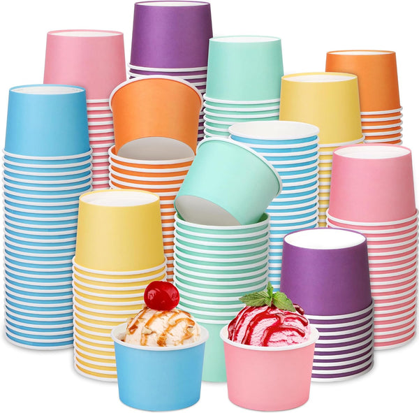 Aodaer 300 Pieces Paper Ice Cream Cups 8 oz Disposable Dessert Bowls