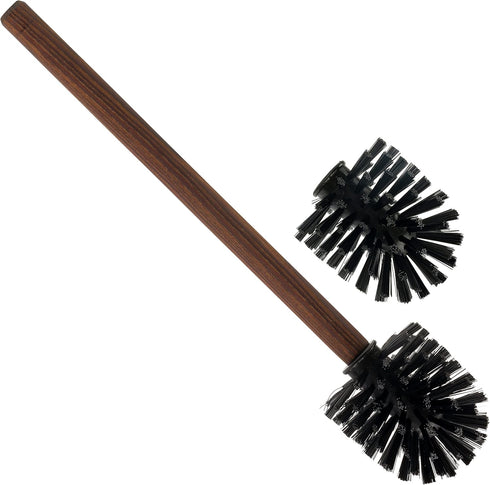 Redecker Toilet Brush Set with Replacement Head, Oiled Thermowood Handle and Nylon Bristles, Made in Germany