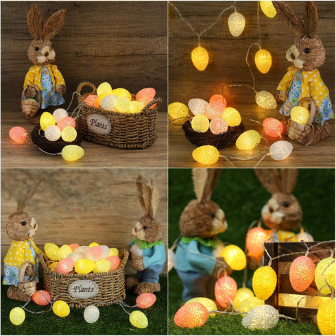 5.94ft 10 LYHOPE Easter Pastel Lights, LED Egg Decoration Lights, Battery Powered Egg String Lights for Easter, Party