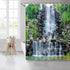 Waterfalls Shower Curtains - Stone Rockery Landscapes Spring Green Plant Courtyard Bathroom Decor 70 x 70 Inch with
