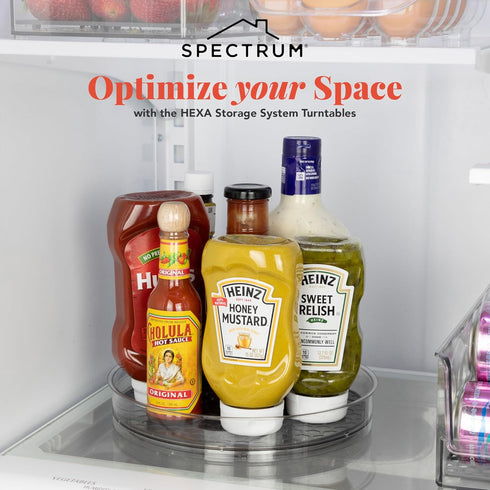 Spectrum Lazy Susan Organizer, Hexa Medium (1-Pack) for Cabinet, Refrigerator, Pantry, Table, & Shelf