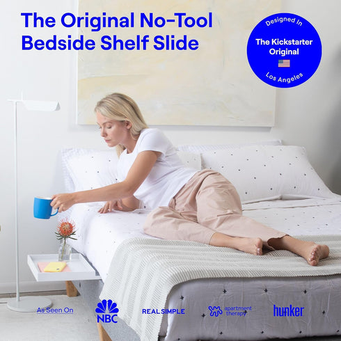 BedShelfie Bedside Shelf for Bunk Bed & Top Bunk, Floating Nightstand Tray for College Dorm Room