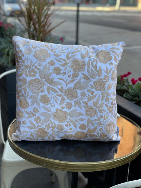 Original Timeless Design Yellow Watercolor Floral Set of 2, 18x18 inch Double-Sided Print Soft Cotton Canvas Throw