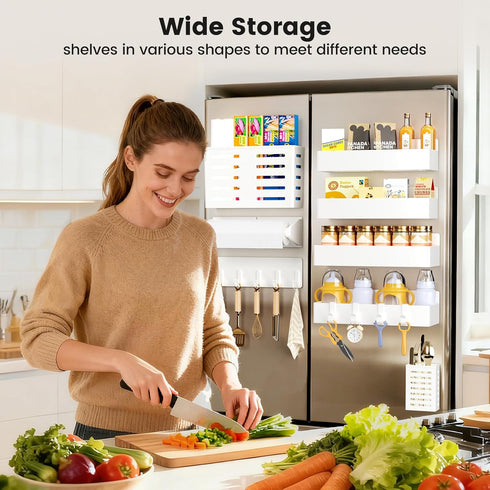 Refrigerator,8 Pack White(8 Pack) Magnetic Spice Rack for Magnetic Shelf,Fridge Magnet Organizer with Paper Towel