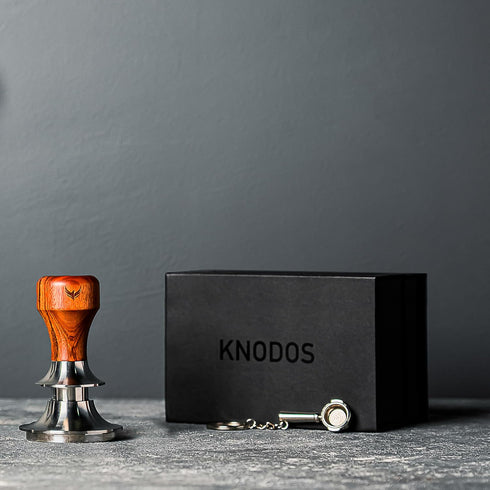 54mm Espresso Tamper for Breville Espresso Machines V2, Rosewood KNODOS Auto Leveling Double Spring Loaded Design