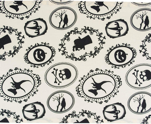 DII Halloween Party Tabletop Decor, Reusable Cotton Fabric Table Runner, 14x72, Spooky Portraits, Machine Washable