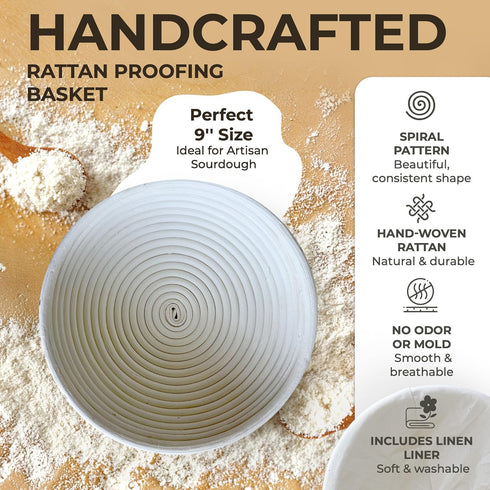 Set Sourdough Starter Kit for Beginners Complete Bread Baking with Banneton Basket, Jar, Lame & Tools Easy Homemade