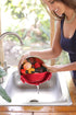 Clip On Kitchen Food Strainer for Spaghetti, Meat, Pasta, & Ground Beef Grease - Includes Silicone Drainer, Brush &