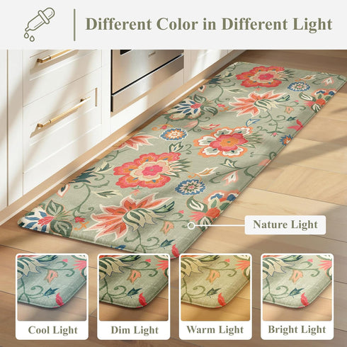 2 Sink,Laundry,Office(17''x29''+17''x47'') LEEVAN Anti Fatigue Mats for Kitchen Floor Piece,Cushioned Memory Foam Green