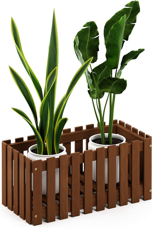 Furinno FG18453 Tioman Hardwood Patio Furniture Outdoor Slat Style Flower Planter Box,