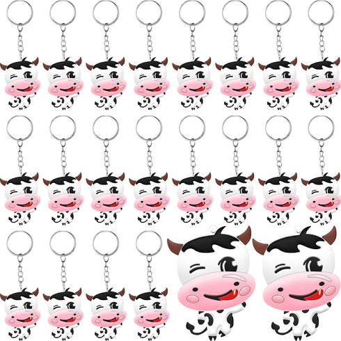 MTLEE Cow Party Favors Cute Rubber Cow Keychain, Farm Laughing Cow Animal Baby Keychains for Boys Girls Teens School