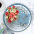 13 Round Cyan Decorative Tray for Coffee Table, Ottoman, Plastic Serving Platter Tray with Handles for Entertaining