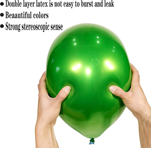 Metallic Green Balloons, 50pcs 12 Inch Double Layer Chrome Balloons for Wedding & Birthday Decoration