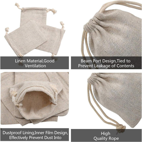 calary 50pcs Double Canvas Drawstring Bag, Cotton Pouch Gift Sachet Bags (2.75x4 Inch)