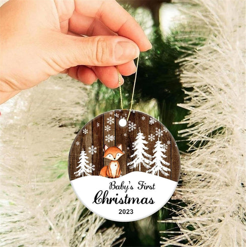 JUPPE Baby Show Gift - Baby's First Christmas Ornament 2024, Cute Baby Fox Ornament Decoration Gifts for Newborn Babies