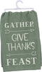 Primitives by Kathy Cotton Dish Towel, 28 x 28-Inch, Gather-Give Thanks-Feast Design