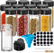 12 Pack Glass Spice Jars with Labels, 4oz Containers with Black Shaker Lids, Empty Spice Bottles, Silicone Funnel and