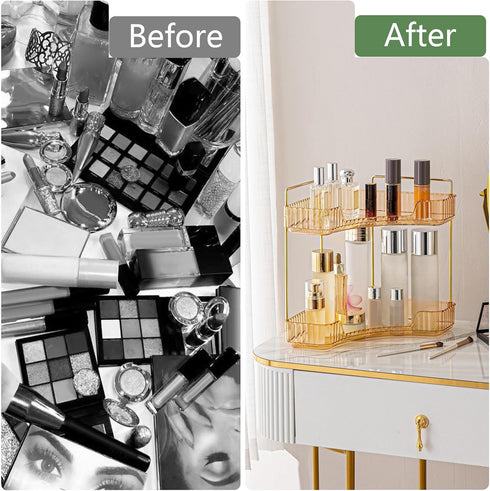 Counter Countertop (2 Corner Bathroom Organizer Bathroom Shelf Makeup Organizer for Vanity Perfume Tray for Corner