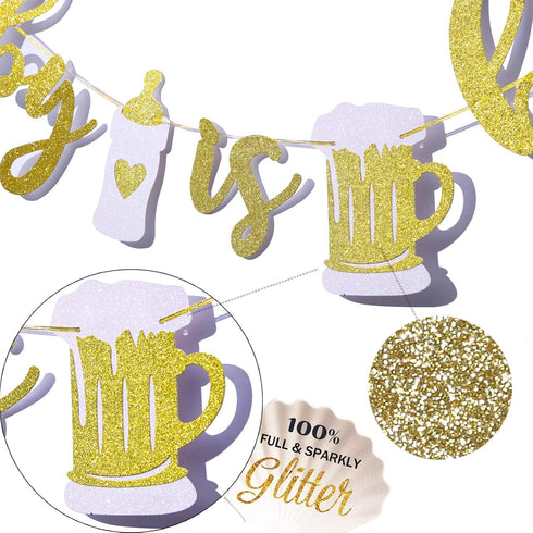 A Baby is Brewing Baby Shower Banner - Diaper Party Decor for Gender Reveal and Pregnancy Celebration