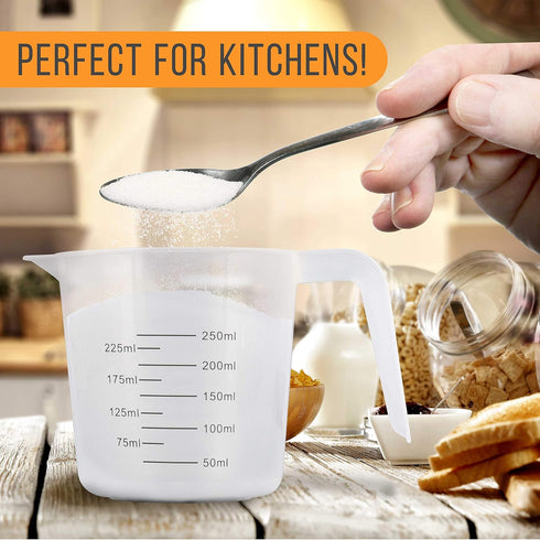 U.S. Kitchen Supply Plastic Measuring Cups with Handles - 8 oz Liquid Measuring Cup Set of 6, Clear Microwave Safe