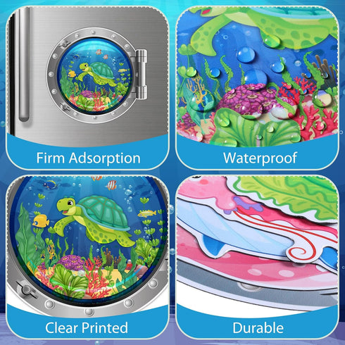 24 Pcs Cruise Door Decorations, Magnetic Ocean Sea Animals Stickers for Refrigerator and Party
