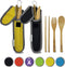 Travel Utensils Set with Case, Fork, Knife, Spoon, Chopsticks, Straw, Cleaning Brush, Pouch, Carabiner, 2 Sets