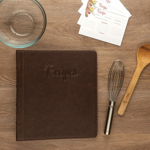 Samsill Recipe Binder: 8.5x11 3 Ring Recipe Book to Hold All Your Recipes, Family Recipe Binder in Brown Script