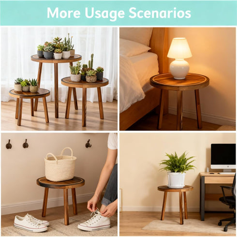 AMVAQKER 3 6-15 Inch PCS Wood Plant Stands Indoor, Three Sizes of Plant Stands Suitable for Pots, Single Plant Holder