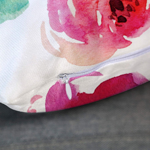 Emvency Set of 2 Throw Pillow Cover - Flowers Watercolor Peonies Pink Turquoise Decorative Pillow Case (18 x 18 Inch)