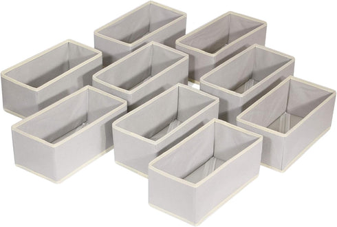 DIOMMELL Foldable Cloth Storage Box, Closet Dresser Drawer Organizer, Fabric Baskets for Clothes, Set of 9 Grey 090