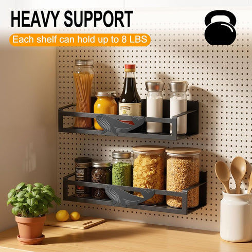 2 Pack Magnetic Spice Rack for Refrigerator, Metal Magnetic Shelf Organizer for Fridge Side, Strong Spice Storage Rack