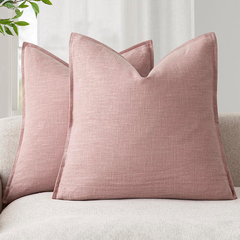 Foindtower Pack of 2, Decorative Linen Soild Throw Pillow Covers Soft Accent