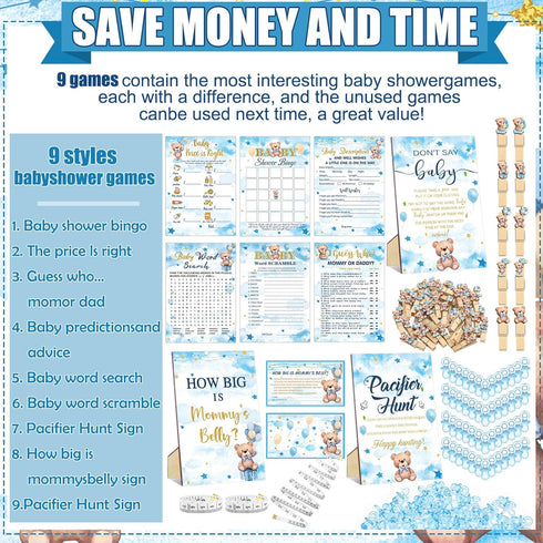 476 6 Sets 50 Mommy's 50 2 50 Sherr Pcs Bear Baby Shower Games Activities Cards Pacifier Hunt Game Pacifiers How Big is