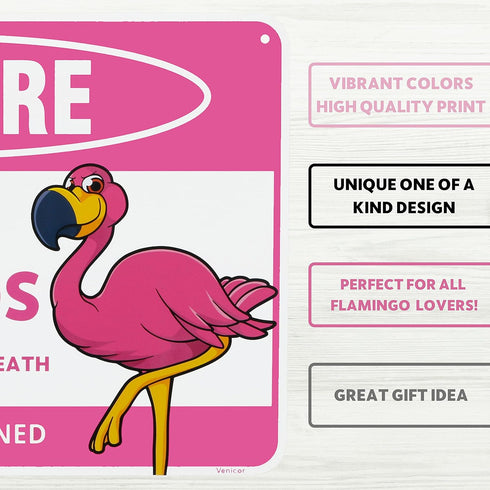 Venicor Flamingo Sign, 8 x 12 Inches Aluminum, Pink Flamingo Gifts for Women, Outdoor Wall Decor.