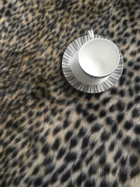 Leopard Print Rug, Faux Fur Cheetah Carpet for Office, Living Room, Bedroom, Non-Slip Home Decor 40x37 Inch
