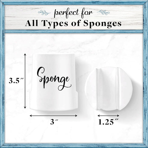 Home Acre Designs Sponge Holder for Kitchen Sink, Rustic Farmhouse Decor, White Ceramic