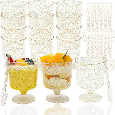 120 Pack Plastic Dessert Cups with Spoons 60 Pack Clear Yogurt Parfait