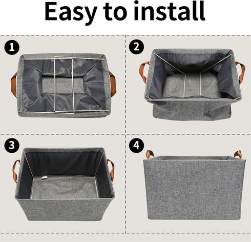 GRANNY SAYS Storage Basket, Large Organizer Bins for Shelves, Closet Storage, 2-Pack with Metal Frame